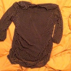 Vintage blue and white dot shear shoulder top